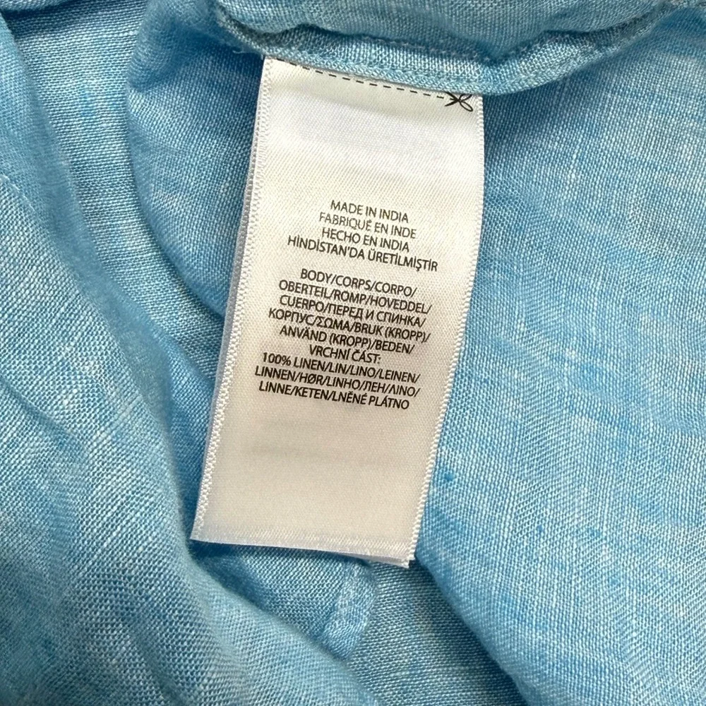 Polo Ralph Lauren Men Small Blue Linen Button Up Shirt Classic Fit Long Sleeve